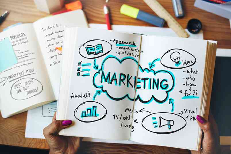 © Rawpixel.com - stock.adobe.com Notizbuch mit Marketingplanung darin