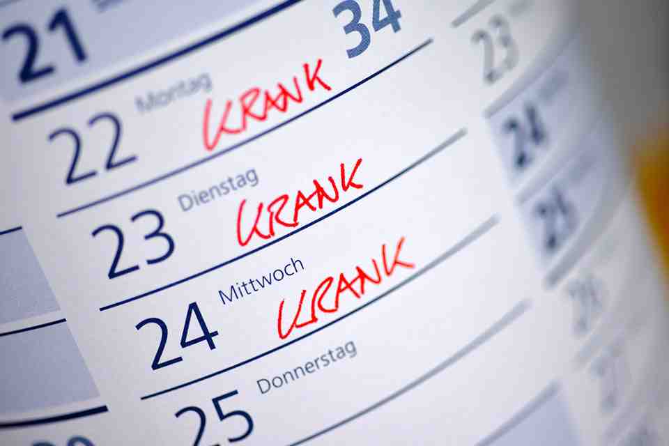 © nmann77 - stock.adobe.com Kalender mit Krankentagen