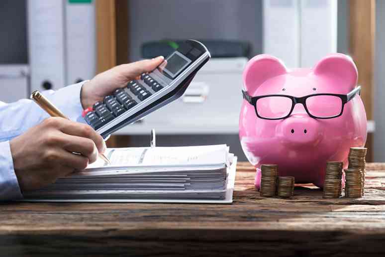 © Andrey Popov - stock.adobe.com Hände mit Aktenordner, Taschenrechner und Sparschwein